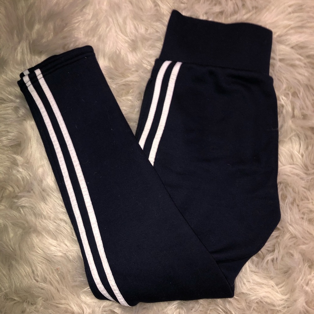 Thick Navy Blue Stripped Cozy Leggings/Sweatpants!